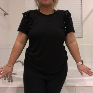 NWOT Pearl Detailed Black Top